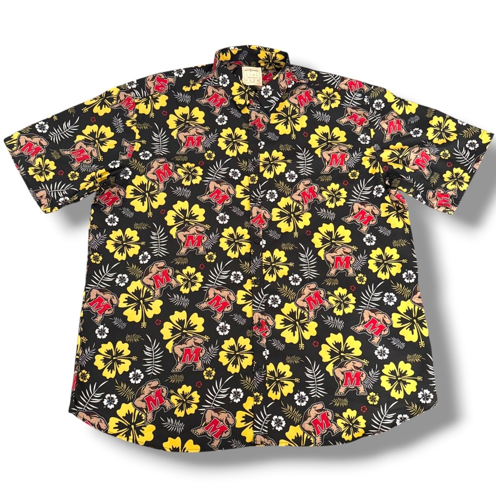 Route One Apparel Maryland‎ Terrapins Shirt Mens 4XL Black Hawaiian Testudo UMD